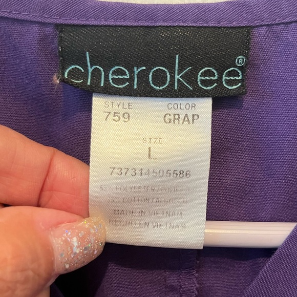 Women’s Cherokee Deep Purple Scrub Top, Sz L - Picture 3 of 7